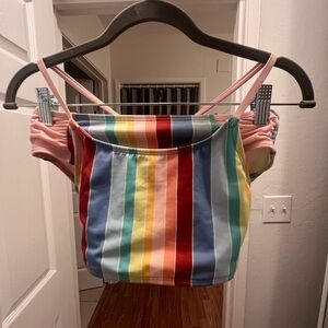 Cat & Jack Multicolor Striped Top with Pink Straps